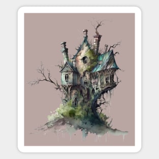 Watercolor Clip Art - Whimsical Tree House Magnet